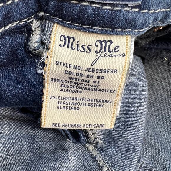 Miss Me Jeans Women's 27x31 (4) Blue Easy Boot Embellished Fleur de Lis Blingy - Picture 9 of 15